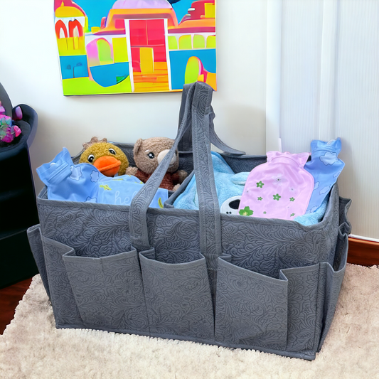 Baby Diaper Caddy Organizer (Grey-Textured)