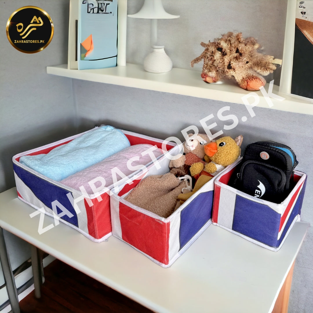 3 Pc Printed Storage Organizer-(Uk Flag)