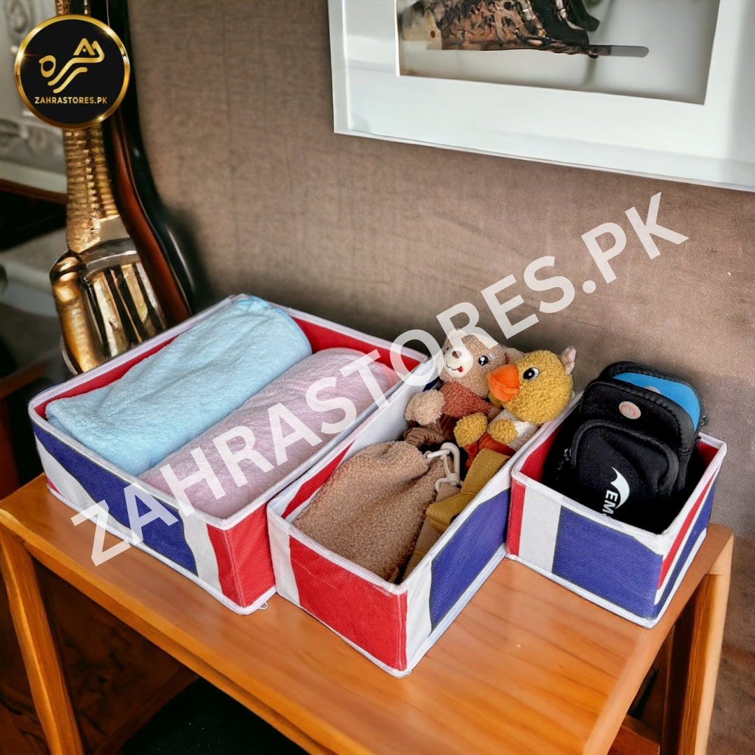 3 Pc Printed Storage Organizer-(Uk Flag)